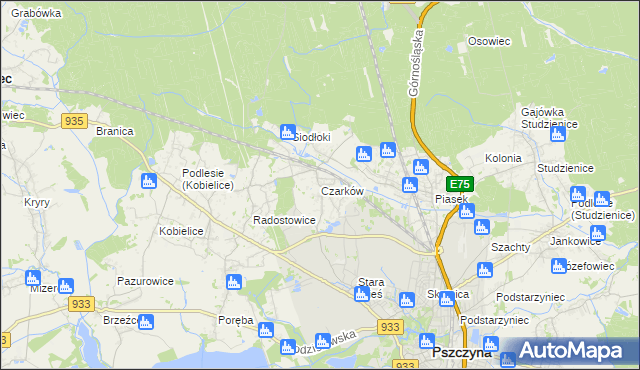 mapa Czarków gmina Pszczyna, Czarków gmina Pszczyna na mapie Targeo