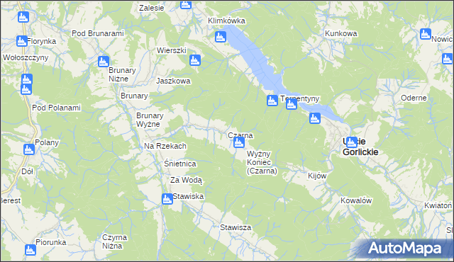 mapa Czarna gmina Uście Gorlickie, Czarna gmina Uście Gorlickie na mapie Targeo