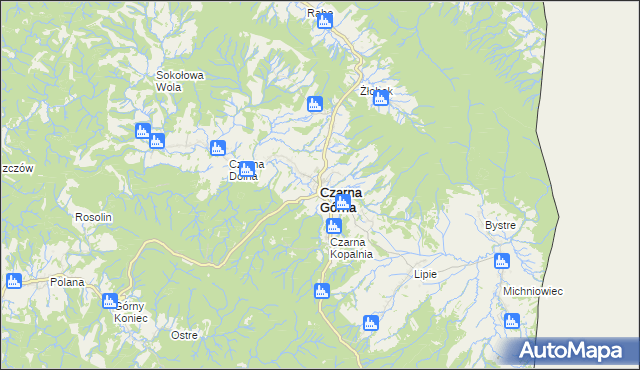 mapa Czarna Górna, Czarna Górna na mapie Targeo