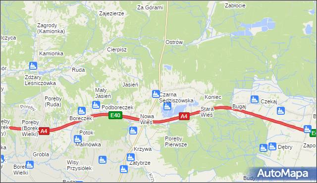 mapa Czarna Sędziszowska, Czarna Sędziszowska na mapie Targeo