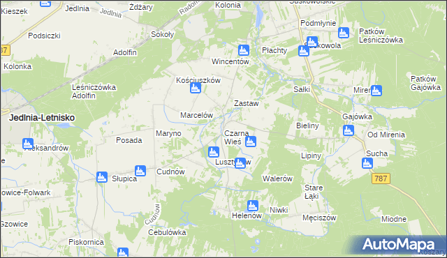 mapa Czarna Wieś gmina Pionki, Czarna Wieś gmina Pionki na mapie Targeo