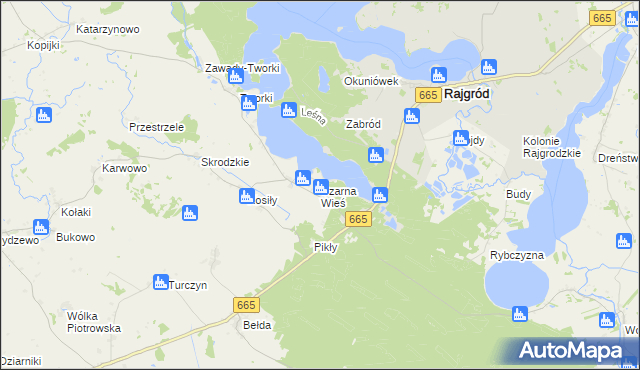 mapa Czarna Wieś gmina Rajgród, Czarna Wieś gmina Rajgród na mapie Targeo