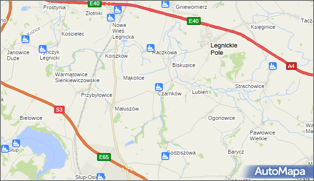 mapa Czarnków gmina Legnickie Pole, Czarnków gmina Legnickie Pole na mapie Targeo