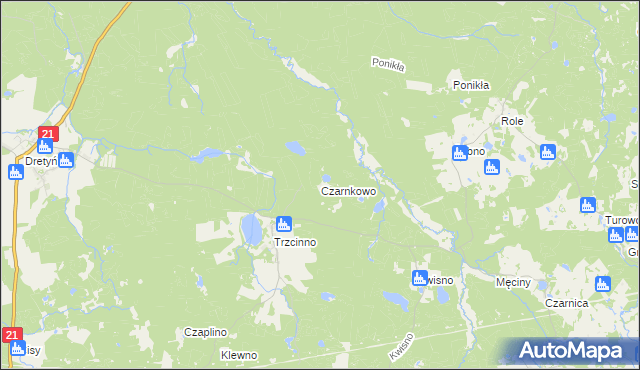 mapa Czarnkowo gmina Trzebielino, Czarnkowo gmina Trzebielino na mapie Targeo