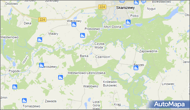 mapa Czarnocin gmina Skarszewy, Czarnocin gmina Skarszewy na mapie Targeo
