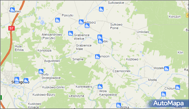 mapa Czarnocin gmina Strzegowo, Czarnocin gmina Strzegowo na mapie Targeo