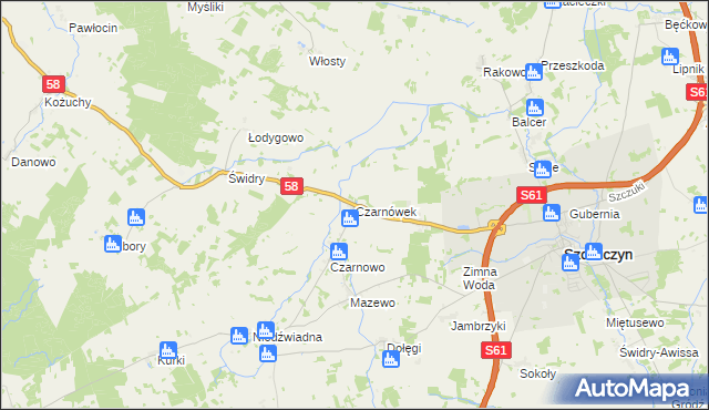 mapa Czarnówek, Czarnówek na mapie Targeo