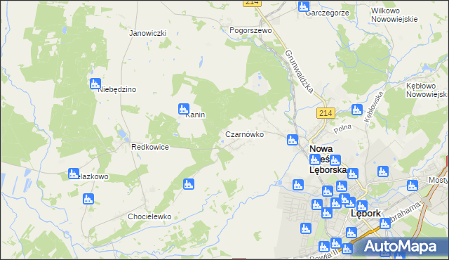 mapa Czarnówko gmina Nowa Wieś Lęborska, Czarnówko gmina Nowa Wieś Lęborska na mapie Targeo