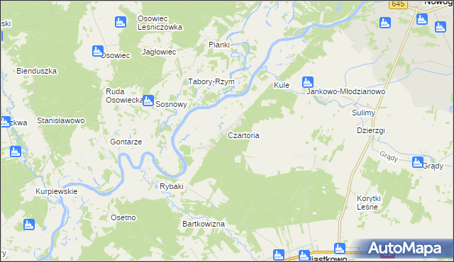 mapa Czartoria gmina Miastkowo, Czartoria gmina Miastkowo na mapie Targeo