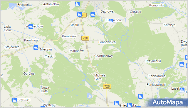 mapa Czartoszowy, Czartoszowy na mapie Targeo