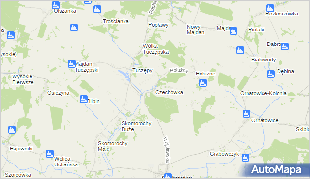 mapa Czechówka gmina Grabowiec, Czechówka gmina Grabowiec na mapie Targeo