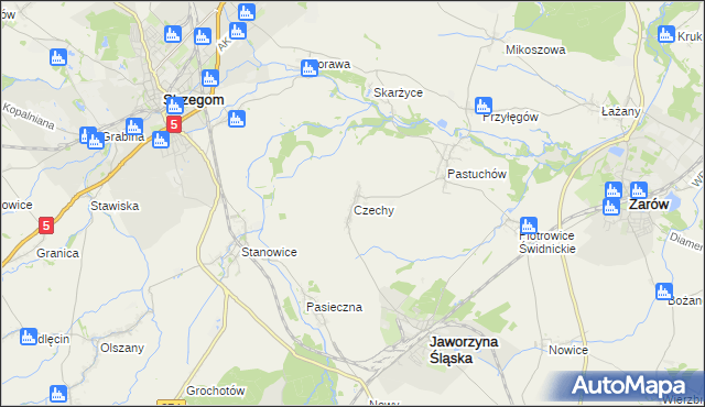 mapa Czechy gmina Jaworzyna Śląska, Czechy gmina Jaworzyna Śląska na mapie Targeo