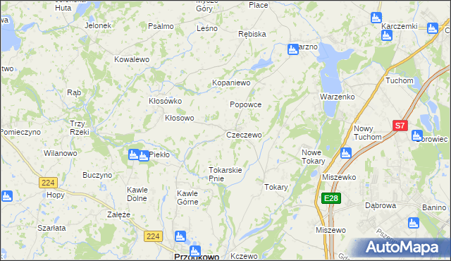 mapa Czeczewo gmina Przodkowo, Czeczewo gmina Przodkowo na mapie Targeo