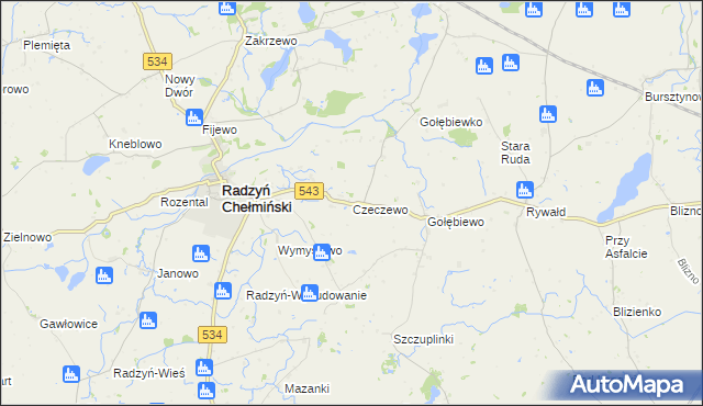 mapa Czeczewo gmina Radzyń Chełmiński, Czeczewo gmina Radzyń Chełmiński na mapie Targeo