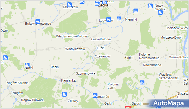mapa Czekanów gmina Jabłonna Lacka, Czekanów gmina Jabłonna Lacka na mapie Targeo