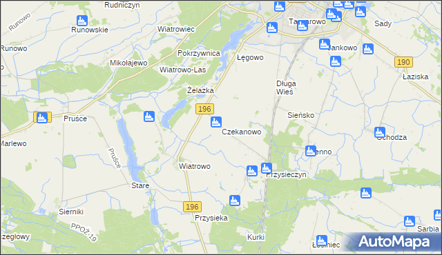 mapa Czekanowo gmina Wągrowiec, Czekanowo gmina Wągrowiec na mapie Targeo