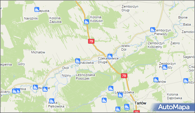 mapa Czekarzewice Drugie, Czekarzewice Drugie na mapie Targeo