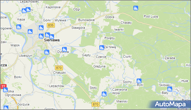 mapa Czerce, Czerce na mapie Targeo