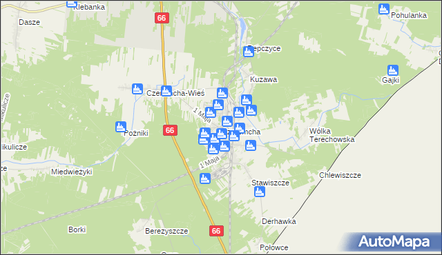 mapa Czeremcha powiat hajnowski, Czeremcha powiat hajnowski na mapie Targeo