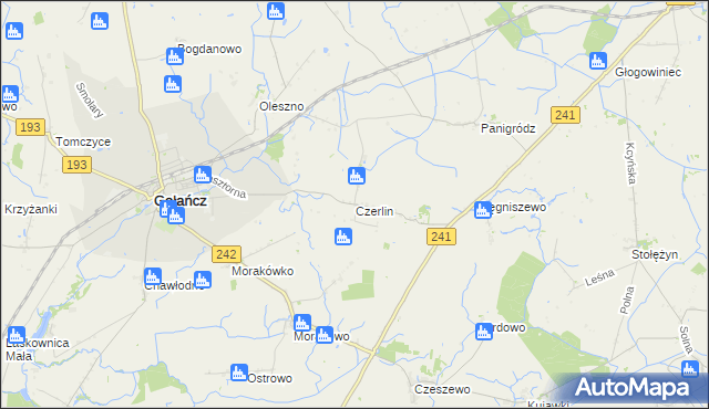 mapa Czerlin gmina Gołańcz, Czerlin gmina Gołańcz na mapie Targeo