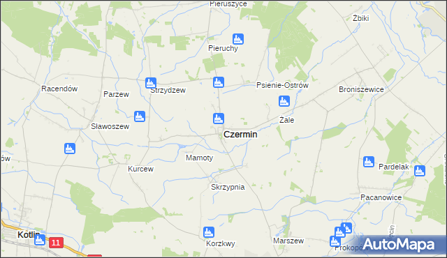 mapa Czermin powiat pleszewski, Czermin powiat pleszewski na mapie Targeo