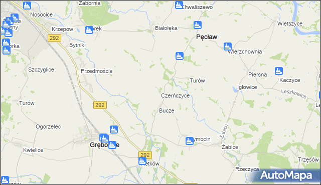 mapa Czerńczyce gmina Grębocice, Czerńczyce gmina Grębocice na mapie Targeo