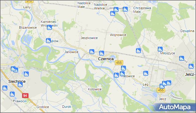 mapa Czernica powiat wrocławski, Czernica powiat wrocławski na mapie Targeo