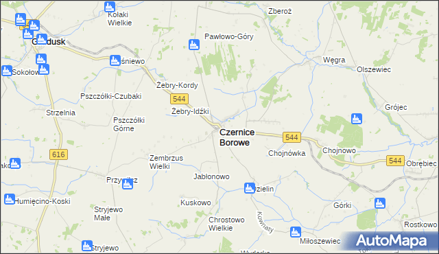 mapa Czernice Borowe, Czernice Borowe na mapie Targeo