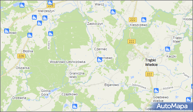 mapa Czerniewo gmina Trąbki Wielkie, Czerniewo gmina Trąbki Wielkie na mapie Targeo