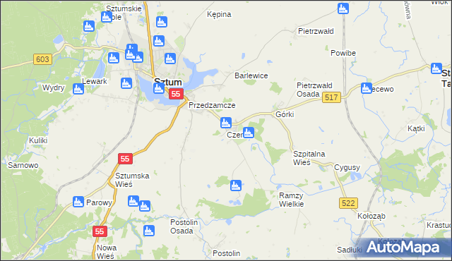 mapa Czernin gmina Sztum, Czernin gmina Sztum na mapie Targeo