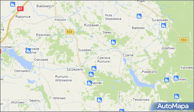 mapa Czerskie Rumunki, Czerskie Rumunki na mapie Targeo