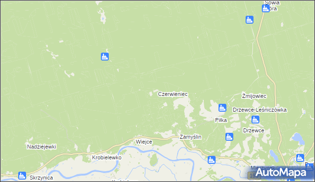 mapa Czerwieniec gmina Skwierzyna, Czerwieniec gmina Skwierzyna na mapie Targeo