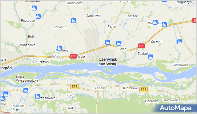 mapa Czerwińsk nad Wisłą, Czerwińsk nad Wisłą na mapie Targeo