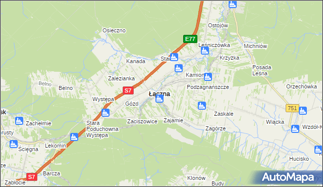 mapa Czerwona Górka gmina Łączna, Czerwona Górka gmina Łączna na mapie Targeo