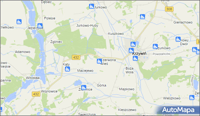 mapa Czerwona Wieś, Czerwona Wieś na mapie Targeo