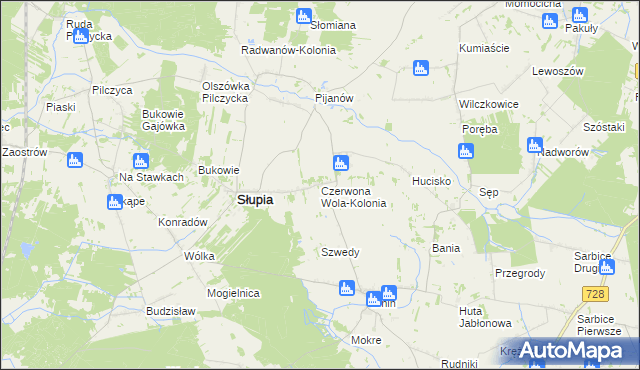 mapa Czerwona Wola-Kolonia, Czerwona Wola-Kolonia na mapie Targeo