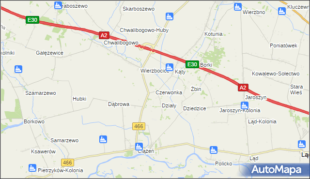 mapa Czerwonka gmina Słupca, Czerwonka gmina Słupca na mapie Targeo