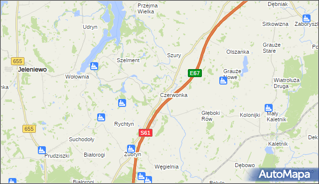 mapa Czerwonka gmina Szypliszki, Czerwonka gmina Szypliszki na mapie Targeo