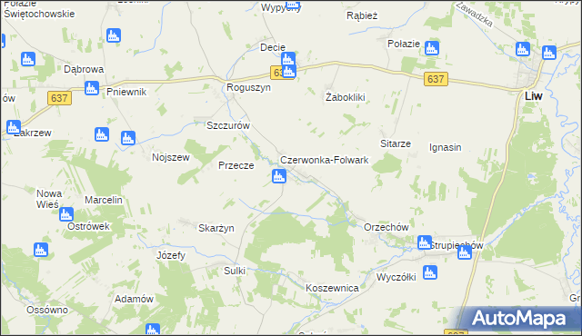 mapa Czerwonka gmina Wierzbno, Czerwonka gmina Wierzbno na mapie Targeo