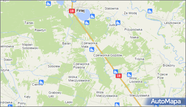mapa Czerwonka-Gozdów, Czerwonka-Gozdów na mapie Targeo