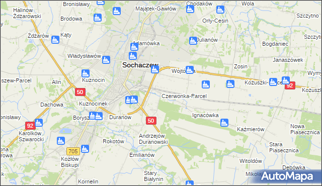 mapa Czerwonka-Parcel, Czerwonka-Parcel na mapie Targeo