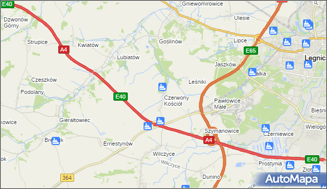mapa Czerwony Kościół, Czerwony Kościół na mapie Targeo