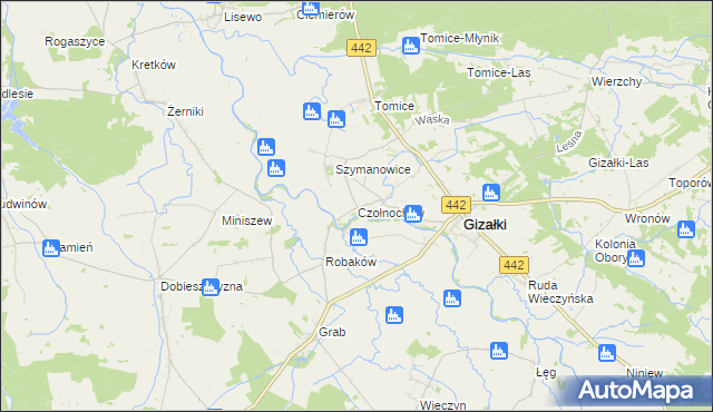 mapa Czołnochów, Czołnochów na mapie Targeo