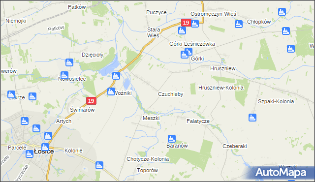 mapa Czuchleby, Czuchleby na mapie Targeo