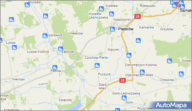 mapa Czuchów, Czuchów na mapie Targeo