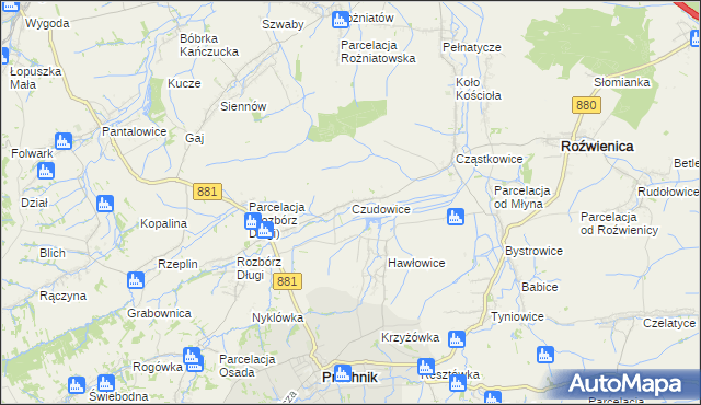 mapa Czudowice, Czudowice na mapie Targeo