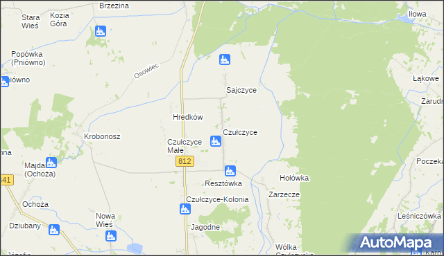 mapa Czułczyce, Czułczyce na mapie Targeo