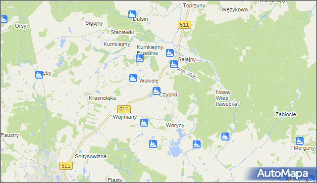 mapa Czyprki gmina Górowo Iławeckie, Czyprki gmina Górowo Iławeckie na mapie Targeo