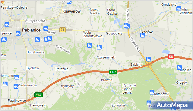 mapa Czyżeminek, Czyżeminek na mapie Targeo