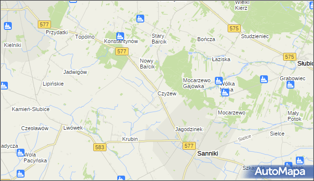 mapa Czyżew gmina Sanniki, Czyżew gmina Sanniki na mapie Targeo